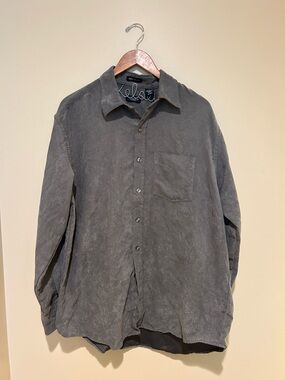 Van Huesen Army Green Suede Men’s Button Up Size L 16-16.5